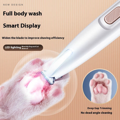 "Waterproof Dog Paw Trimmer with LED Light – Professional Pet Hair Grooming Clippers"