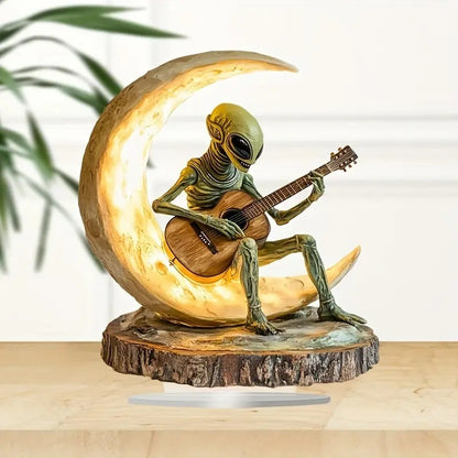 Alien Moon Guitarist Acrylic Home Office Decorations Ornaments