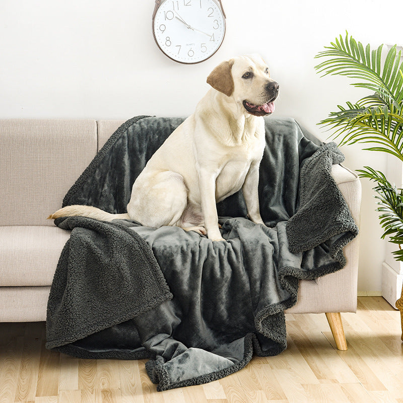 Double-Sided Waterproof Pet Blanket - Soft Flannel & Sherpa for Cats & Dogs - Breathable & Anti-Grip