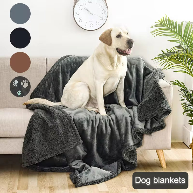 Double-Sided Waterproof Pet Blanket - Soft Flannel & Sherpa for Cats & Dogs - Breathable & Anti-Grip