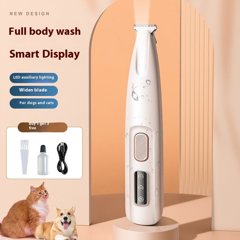 "Waterproof Dog Paw Trimmer with LED Light – Professional Pet Hair Grooming Clippers"