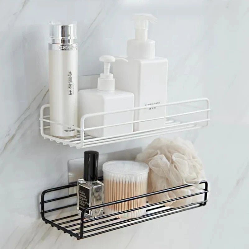 "Corner Bathroom Shelf: Wall-Mounted Storage Organizer"