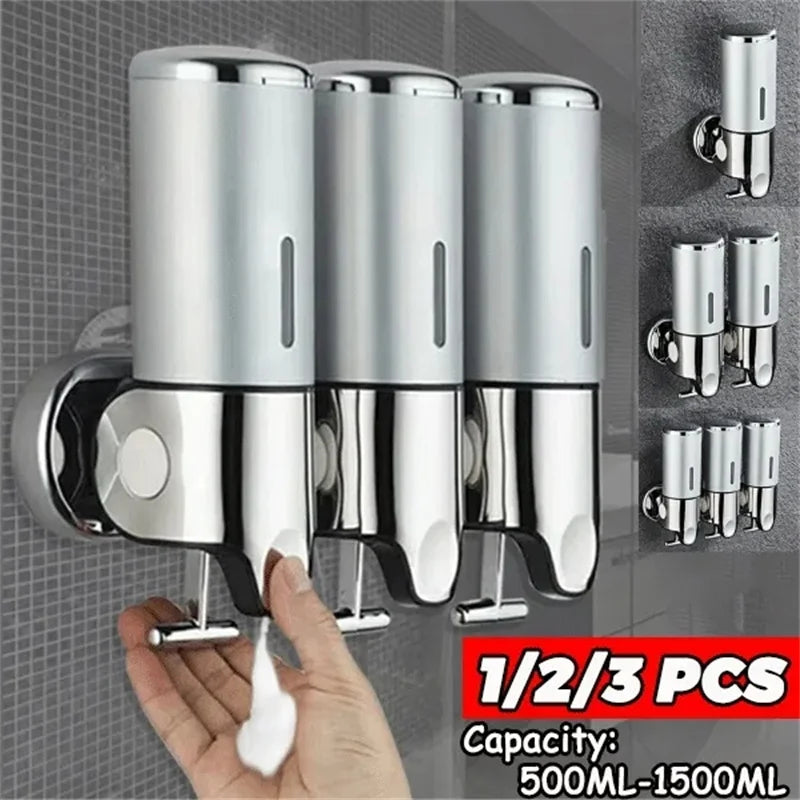 "Wall-Mounted Bathroom Liquid Soap & Sanitizer Dispenser - Stylish & Space-Saving Solution"