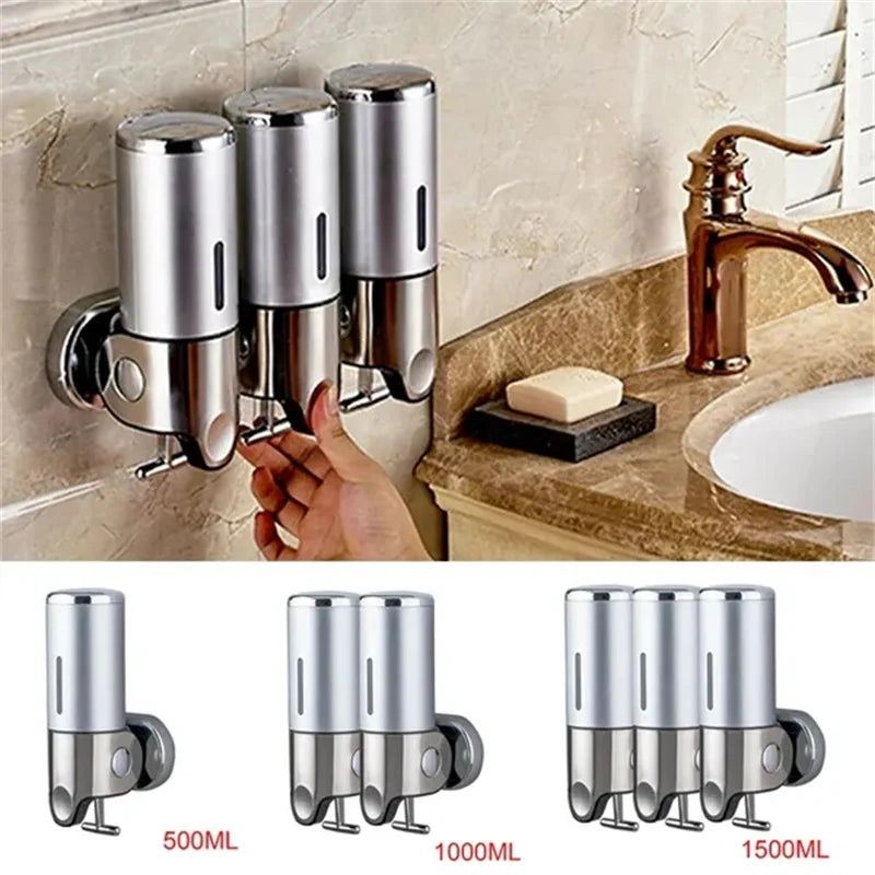 "Wall-Mounted Bathroom Liquid Soap & Sanitizer Dispenser - Stylish & Space-Saving Solution"