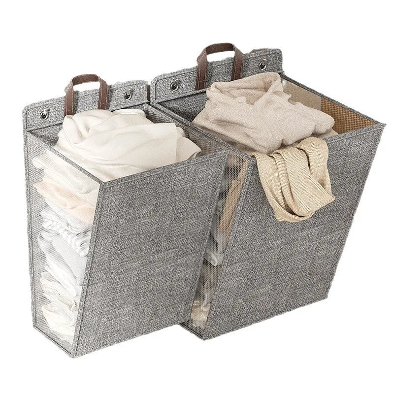 "Space-Saving Hanging Laundry Basket: Your Bathroom Organizer Solution"