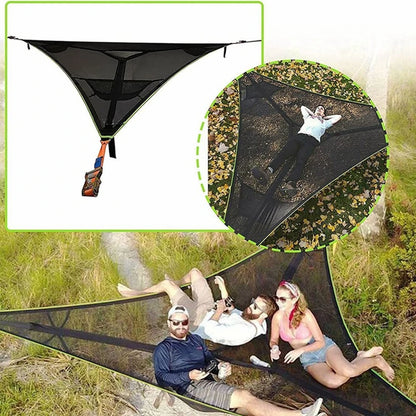 "Ultimate Relaxation: Portable Folding Triangle Mesh Hammock for Outdoor Adventures by K-STAR"