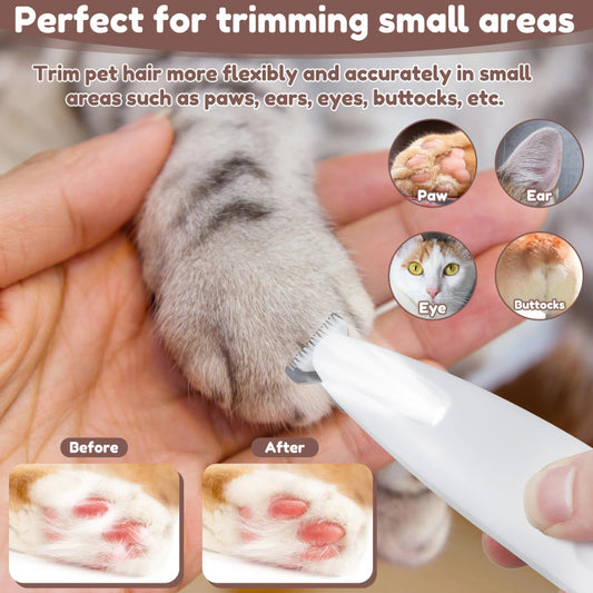 "Waterproof Dog Paw Trimmer with LED Light – Professional Pet Hair Grooming Clippers"